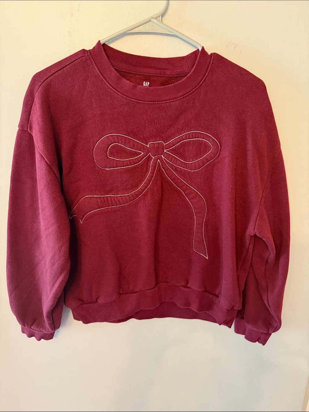 GAP Kids Wine Bow Crewneck Sweatshirt